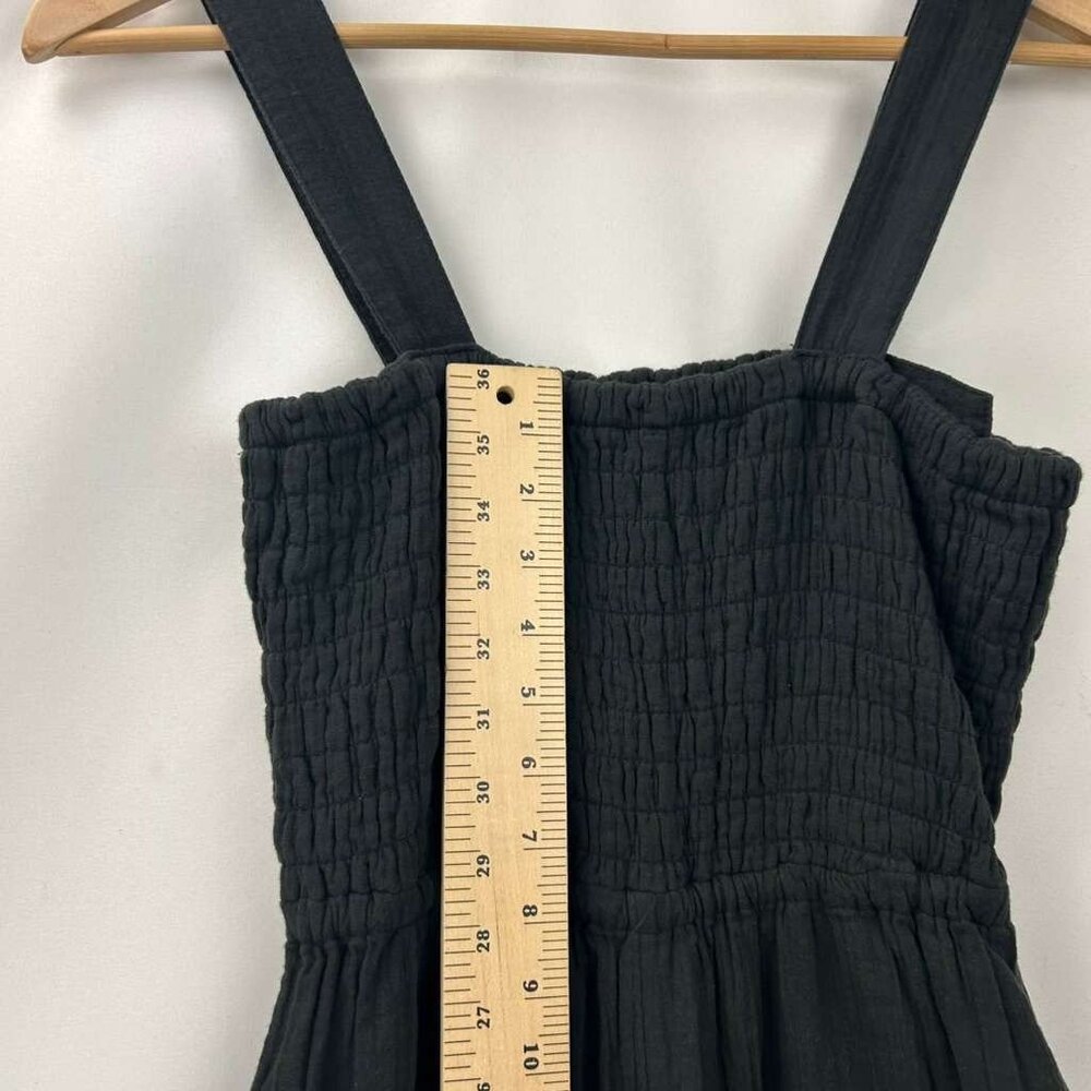 Quince Women's Small 100% Organic Cotton Gauze Smocked Wide Leg Jumpsuit Black - Picture 4 of 16